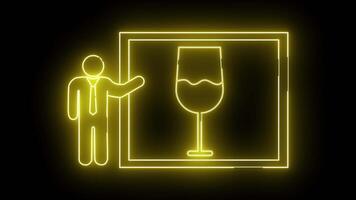 ícone do uma pessoa apresentando em uma borda e ícone do uma vinho vidro video