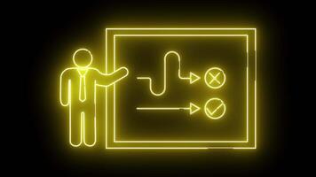 ikon av en person presenter på en styrelse och ikon av de fel väg och de rätt väg video