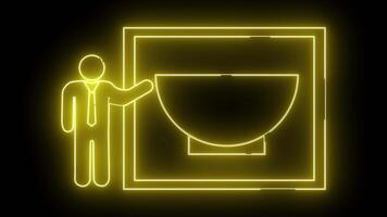 ícone do uma pessoa apresentando em uma borda e ícone do uma tigela video