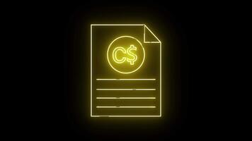gloeiend document met een cirkel met c symbool Aan een zwart achtergrond video