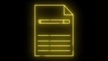 gul översikt av dokumentera med vikta topp hörn rader representerar text på svart bakgrund video