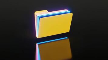Futuristic Glowing Data Folder on Dark Tech Background Floating Icon video