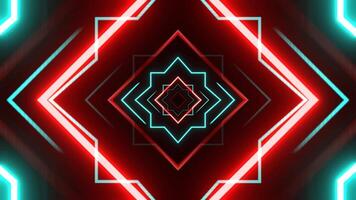 Red and Turquoise Neon Tunnel with Geometric Strobe Shapes Background VJ Loop in 4K video