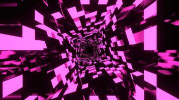 rosa rektangulär kaklade neon textur i roterande tunnel bakgrund vj slinga i 4k video