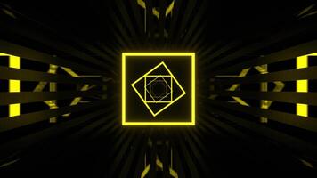 grön och gul fyrkant cyber korridor med abstrakt neon glöd bakgrund vj slinga i 4k video