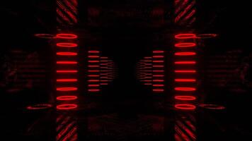 Red Neon Cyber Highway with Hologram Columns Background VJ Loop in 4K video