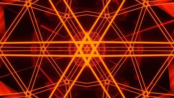 rojo y naranja resumen túnel con neón geométrico núcleo antecedentes vj lazo en 4k video