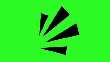 2d grafisk explosion animation. en svart form på en grön bakgrund övergångar in i en röd form med en svart översikt på en vit bakgrund video