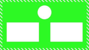 animerad social media slutet skärm mall med en vicka rörelse. vit platshållare och en randig gräns vingla i en sömlös slinga på en grön skärm bakgrund. video