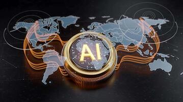 global ai teknologi nätverk med digital jord Karta artificiell intelligens video