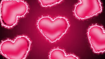 Rosa corações com uma brilhando esboço em uma Sombrio Rosa fundo crio uma romântico namorados tema video