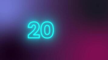 lysande cyan neon tal 2026 Lycklig ny år på suddig lila och blå lutning bakgrund tjugo siffra video
