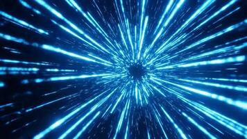 azul digital ligero Estallar túnel con radiante partícula corrientes para antecedentes video