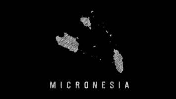 micronesia Karta visas med klottra effekt på svart bakgrund video