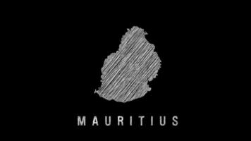 mauritius ö visas med klottra effekt på svart bakgrund video