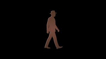 elegant man gående och upplösande in i partiklar på svart bakgrund video