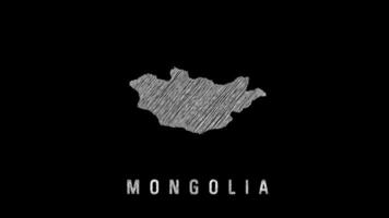 mongoliet Karta visas med klottra effekt på svart bakgrund video