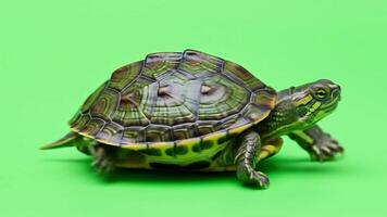 sällskapsdjur återföds reglaget sköldpadda gående på ljus grön sömlös bakgrund ram sekvens video