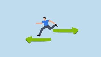 A man running on an arrow pointing to the right video