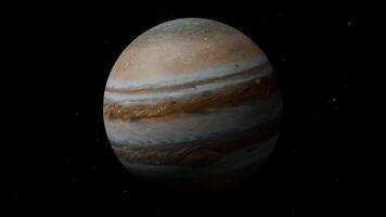 realistisk Jupiter planet rotation animering i djup Plats. spinning Jupiter. 4k video
