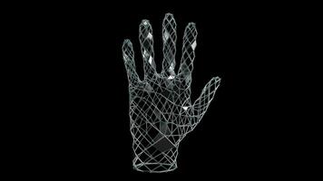 futuristisch Drahtmodell Hand rotierend nahtlos Schleife mit Transparenz. 4k video