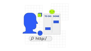 para Faz Lista 2d onboarding ui animação. Kanban borda. rede procurar bar, humor, lembrete. produtividade, tarefa gerenciamento, fluxo de trabalho aplicativo animado desenho animado plano conceito, aplicativo introdução 4k isolado em branco video