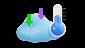 3d animado frio clima e temperatura solta ícone laço, alfa canal video