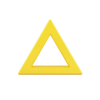 bright yellow triangular frame with hollow center, isolated on transparency background, showcasing minimalist geometric design png