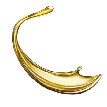 golden, glossy liquid splash with smooth, curved shape creates dynamic and elegant visual. shiny texture and fluid motion evoke sense of luxury and sophistication png