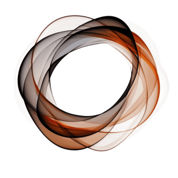 astratto digitale arte con sovrapposizione traslucido loop nel occhiali da sole di Marrone, Nero, e bianca, formatura circolare modello. design è dinamico e moderno, evocando senso di movimento e flusso png