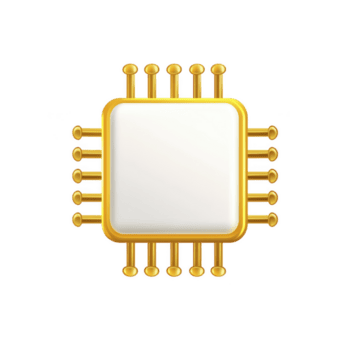 3d ilustración de pastilla con blanco centrar y oro patas, simbolizando tecnología y innovación. diseño es pulcro y moderno, representando electrónico componentes y digital avance png