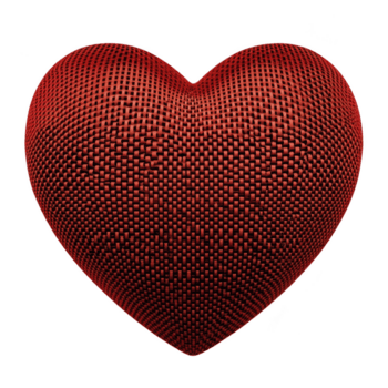 texturizado rojo corazón con tejido modelo crea sentido de calor y afecto. intrincado diseño agrega profundidad y interés, haciendo eso cautivador símbolo de amor png