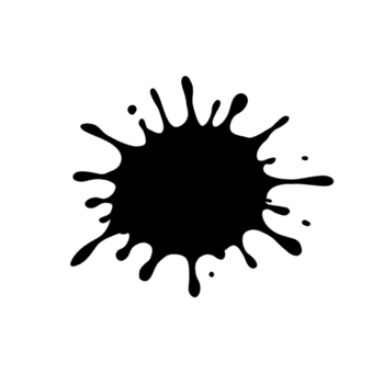 black ink splatter with irregular edges on transparency background, creating bold and artistic contrast. splatter shape is dynamic and abstract, evoking creativity and spontaneity png