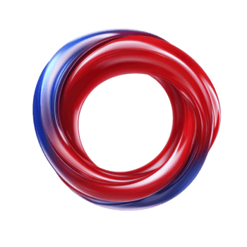 beschwingt, glänzend rot und Blau verdrehte Torus gestalten mit glatt, reflektierend Oberfläche, Erstellen dynamisch und modern abstrakt Design. Farben Mischung einwandfrei, Hinzufügen Tiefe und Bewegung png