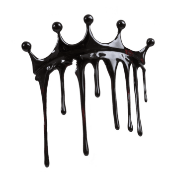 lucido nero dipingere spruzzo le forme corona piace forma con gocciolante bordi, la creazione di Impressionante e artistico visivo effetto. brillante struttura e fluido movimento Inserisci dinamico e creativo toccare png