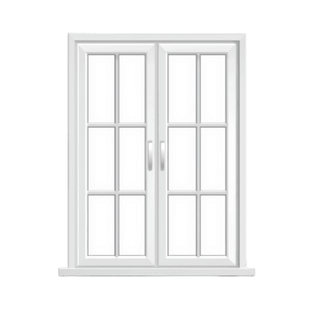 branco Duplo painel janela com rede Projeto e dois alças, conjunto contra transparente fundo, transmite limpar \ limpo e moderno estético png