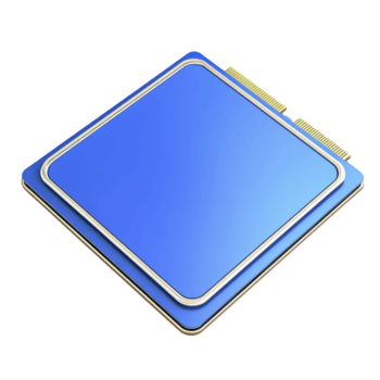 blauw computer bewerker met goud connectoren is afgebeeld, presentatie van modern technologie en innovatie. strak ontwerp benadrukt haar rol in berekenen en elektronica png