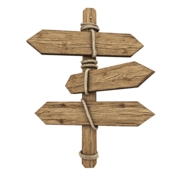 rustik trä- vägvisare med tre tom riktnings pilar bunden med rep, perfekt för tillsats text eller symboler. naturlig trä textur och enkel design framkalla känsla av äventyr png