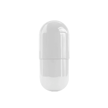 skinande vit kapsel formad objekt med reflekterande yta, isolerat på genomskinlighet bakgrund, visa upp minimalistisk och modern design png