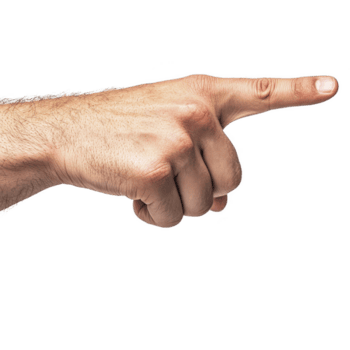 hand with pointing finger is shown against transparency background, emphasizing direction and gesture. image captures detail of skin and nails, highlighting natural texture png