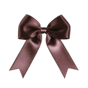 decorativo marrón cinta arco con lustroso finalizar, Perfecto para regalo envase o elaboración proyectos arco caracteristicas elegante bucles y cruz, agregando toque de sofisticación a ninguna paquete png