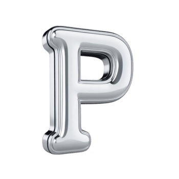 brilhante prata metálico carta p com reflexivo superfície e 3d efeito, isolado em transparência fundo. Projeto é lustroso e moderno, adequado para digital gráficos ou tipografia projetos png
