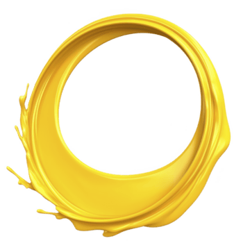 vibrerande gul måla stänk former dynamisk cirkulär form, skapande känsla av rörelse och energi. ljus Färg och vätska design framkalla kreativitet och konstnärlig uttryck png