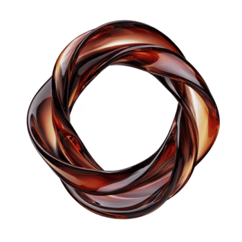 diese Eigenschaften verdrehte, metallisch Torus mit glänzend, reflektierend Oberfläche im Schatten von Rot, orange, und Schwarz, Erstellen dynamisch und modern abstrakt Design png