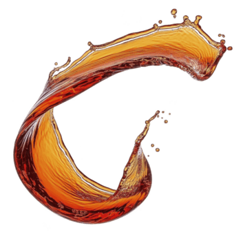 dynamisk stänk av orange flytande former fängslande virvla runt mot transparent bakgrund, visa upp rörelse och fluiditet. vibrerande Färg och form skapa energisk visuell png