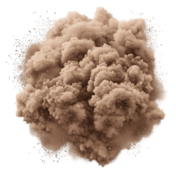 stor, tät moln av brun damm partiklar är suspenderad i luft, skapande dramatisk och dynamisk visuell effekt. textur och rörelse föreslå kraftfull explosion eller naturlig fenomen png