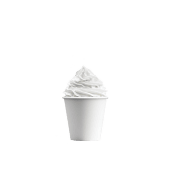 swirl of creamy soft serve ice cream sits in plain white paper cup against transparency background, creating striking contrast. smooth texture and elegant presentation evoke sense of indulgence png