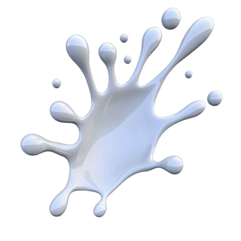 splash of white liquid with droplets radiating outward, creating dynamic and energetic effect. glossy texture and smooth curves add sense of motion and fluidity png