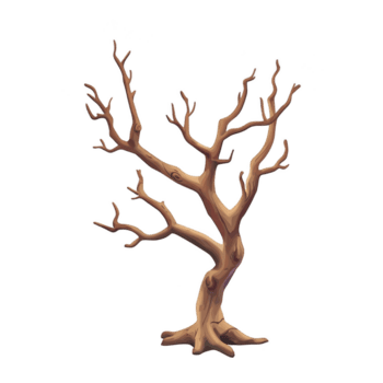 leafless tree with twisted branches stands against plain background, showcasing its intricate structure and natural beauty. bare branches create striking silhouette png