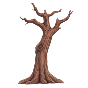 solitaire, sans feuilles arbre avec tordu branches et texturé tronc des stands contre plaine arrière-plan, évoquant sens de solitude et résistance png